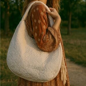 Steve Madden Ivory Quilted Shoulder Bag
